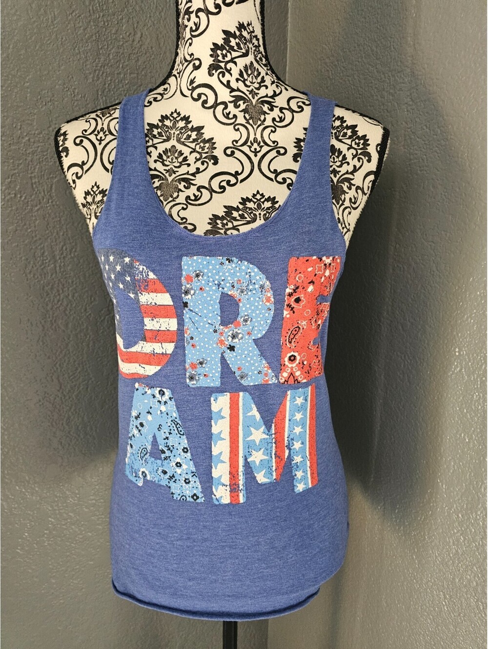 Women's Stranded Tank Top American Dream Size X Small Red White Blue USA Style